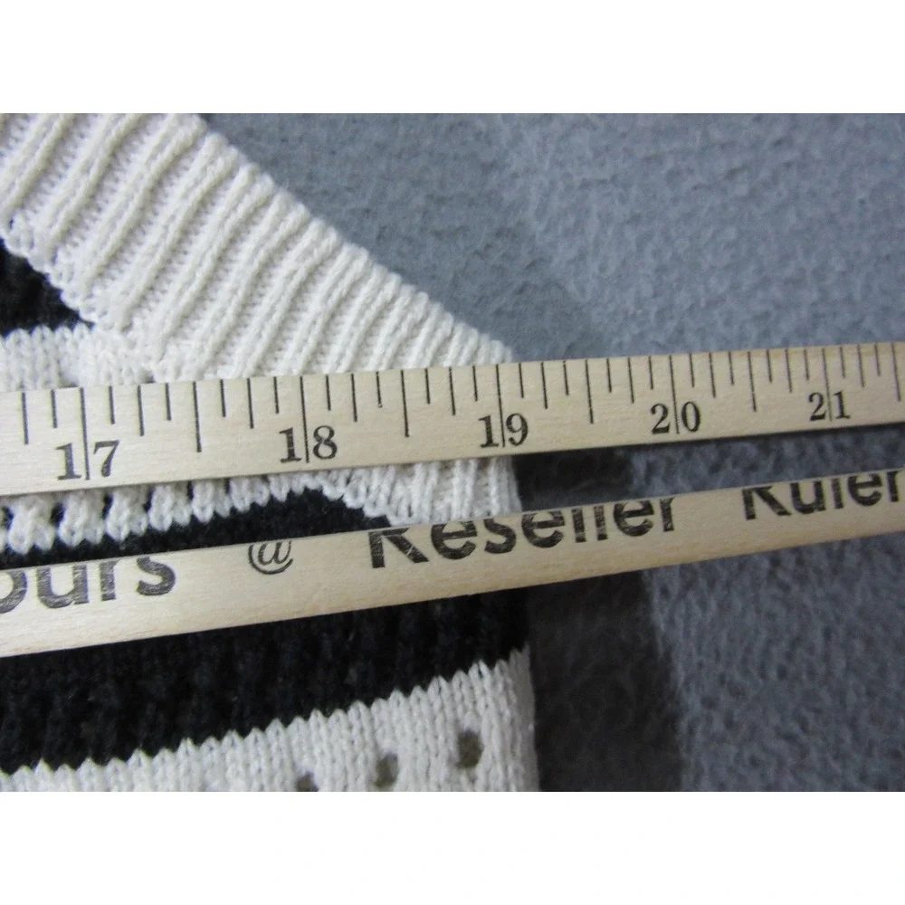 Casa Cabana Knit Set Women XL White Black Striped Vest Midi Skirt Ribbed Retro
